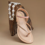Load image into Gallery viewer, Women's Toe Ring Flat Sandals with Metallic Multi Strap Design Slippers