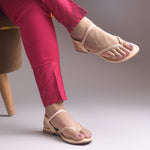 Load image into Gallery viewer, Women's Toe Ring Flat Sandals with Metallic Multi Strap Design Slippers