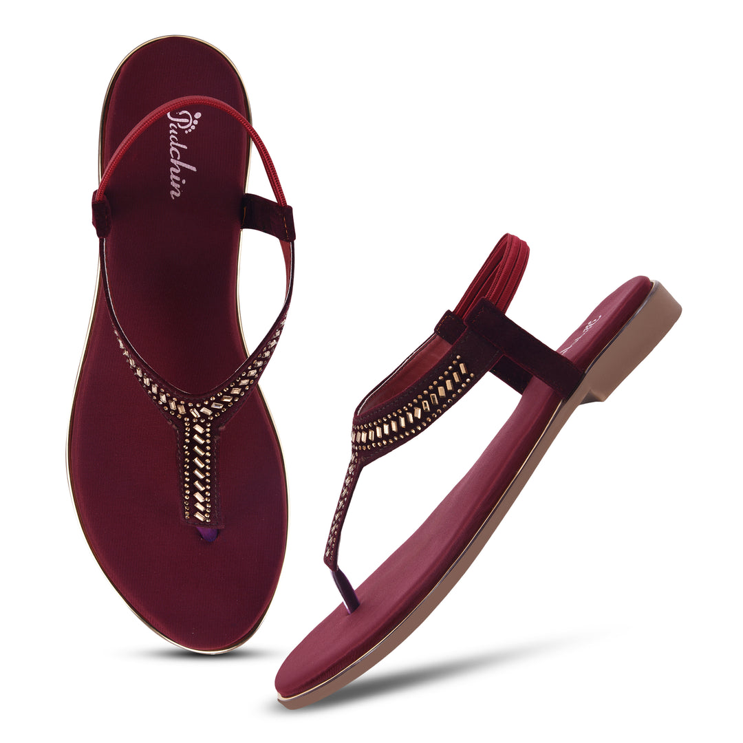 Padchin Women Flats Heel | Ladies Stylish Chappal, Embellished Slippers and Ethnic Fashion Sandals