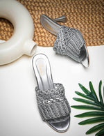 Load image into Gallery viewer, Padchin Womens Heels Knitted Open Toe Slim Heeled Mules for Casual and Formal Wear
