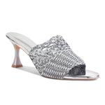 Load image into Gallery viewer, Padchin Womens Heels Knitted Open Toe Slim Heeled Mules for Casual and Formal Wear
