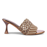 Load image into Gallery viewer, Padchin Womens Heels Knitted Open Toe Slim Heeled Mules for Casual and Formal Wear
