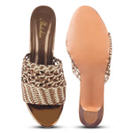 Load image into Gallery viewer, Padchin Womens Heels Knitted Open Toe Slim Heeled Mules for Casual and Formal Wear
