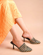 Load image into Gallery viewer, Padchin Women Slim Heel Mule Sandal Bellies | Fancy Trending and Comfortable ladies footwear