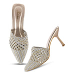 Load image into Gallery viewer, Padchin Women Slim Heel Mule Sandal Bellies | Fancy Trending and Comfortable ladies footwear
