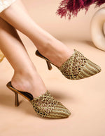 Load image into Gallery viewer, Padchin Women Slim Heel Mule Sandal Bellies | Fancy Trending and Comfortable ladies footwear
