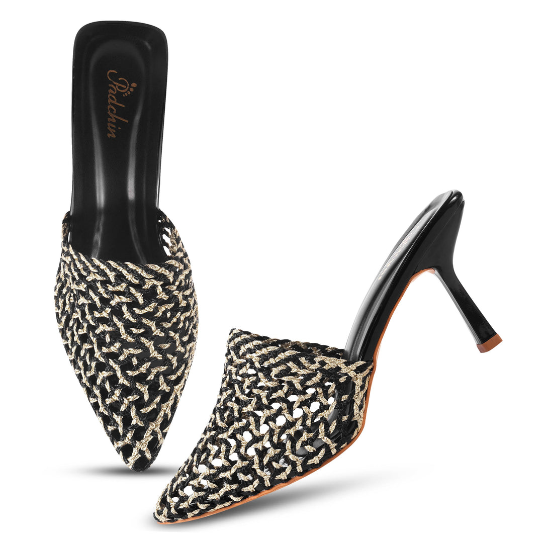 Padchin Women Stiletto Mule Heel Sandal Stylish Slip-On Slim Heels for Party, Casual, Formal Wear