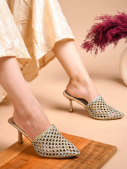 Padchin Women Stiletto Mule Heel Sandal Stylish Slip-On Slim Heels for Party, Casual, Formal Wear