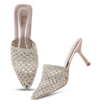 Load image into Gallery viewer, Padchin Women Stiletto Mule Heel Sandal Stylish Slip-On Slim Heels for Party, Casual, Formal Wear
