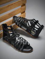 Load image into Gallery viewer, Padchin Flats Gladiator With Zip Closure For Women Sandals| High-Tops Sandal For Women
