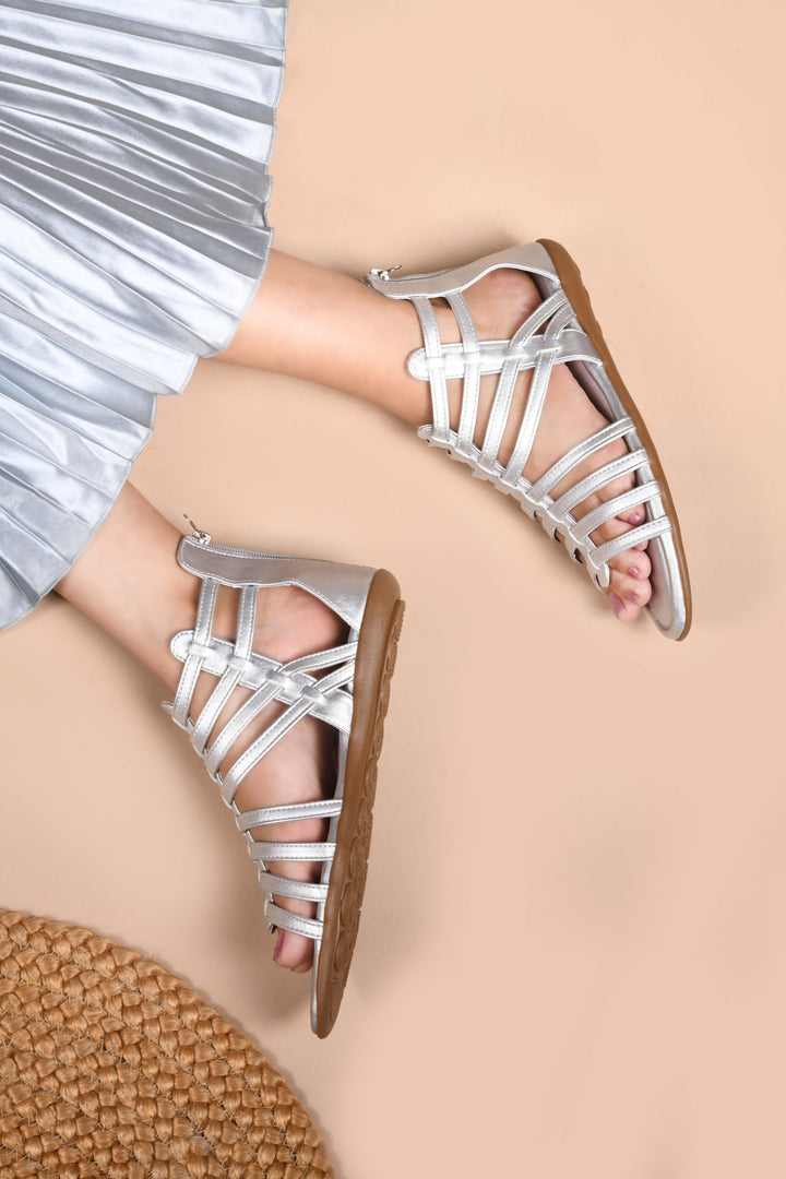 Padchin Flats Gladiator With Zip Closure For Women Sandals| High-Tops Sandal For Women