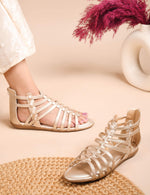 Load image into Gallery viewer, Padchin Flats Gladiator With Zip Closure For Women Sandals| High-Tops Sandal For Women
