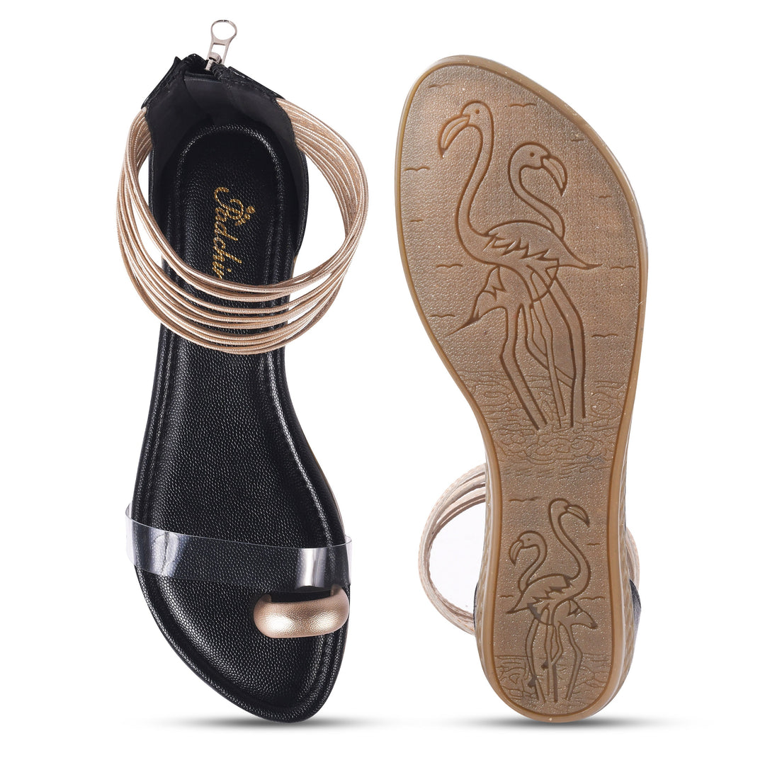 Padchin Flats Gladiator Women Sandals, Zip Closure High-Tops flatform Sandal For Ladies