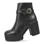 Load image into Gallery viewer, Padchin Women&#39;s Block Heel Boot | High ankle Monk Strap Tan Boots for Women
