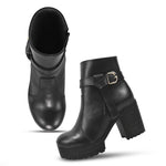 Load image into Gallery viewer, Padchin Women&#39;s Block Heel Boot | High ankle Monk Strap Tan Boots for Women
