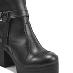 Load image into Gallery viewer, Padchin Women&#39;s Block Heel Boot | High ankle Monk Strap Tan Boots for Women
