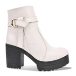 Load image into Gallery viewer, Padchin Women&#39;s Block Heel Boot | High ankle Monk Strap Tan Boots for Women
