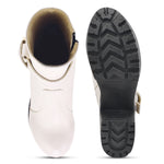 Load image into Gallery viewer, Padchin Women&#39;s Block Heel Boot | High ankle Monk Strap Tan Boots for Women
