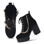 Load image into Gallery viewer, Padchin Women Block Heel Beige Boot With Zipper &amp; Lace Up Style
