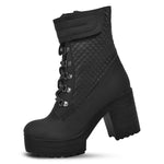 Load image into Gallery viewer, Padchin Women Block Heel Boot With Velcro Strap &amp; Lace Up Style
