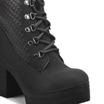 Load image into Gallery viewer, Padchin Women Block Heel Boot With Velcro Strap &amp; Lace Up Style
