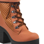 Load image into Gallery viewer, Padchin Women Block Heel Boot With Velcro Strap &amp; Lace Up Style
