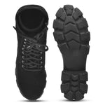 Load image into Gallery viewer, Padchin Women Block Heel Cream Boot With Chunky Lug Sole &amp; Lace Up Style
