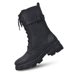 Load image into Gallery viewer, Padchin Womens Block Heel Beige Boot With Chunky Lug Sole and Decorative Side Buckle Style
