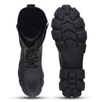 Load image into Gallery viewer, Padchin Womens Block Heel Beige Boot With Chunky Lug Sole and Decorative Side Buckle Style
